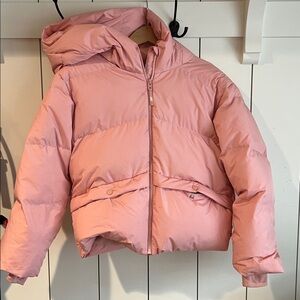 Athleta Girl Hooded Down Puffer Jacket - Dusty Pink 12